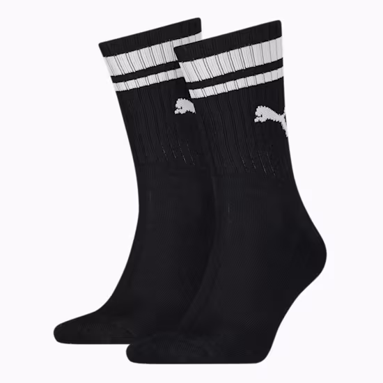 PUMA Uniseks Sokken met Heritage Stripe in Crewlengte, set van 2 paar