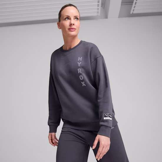 PUMA x HYROX fleece top met ronde hals en print voor dames