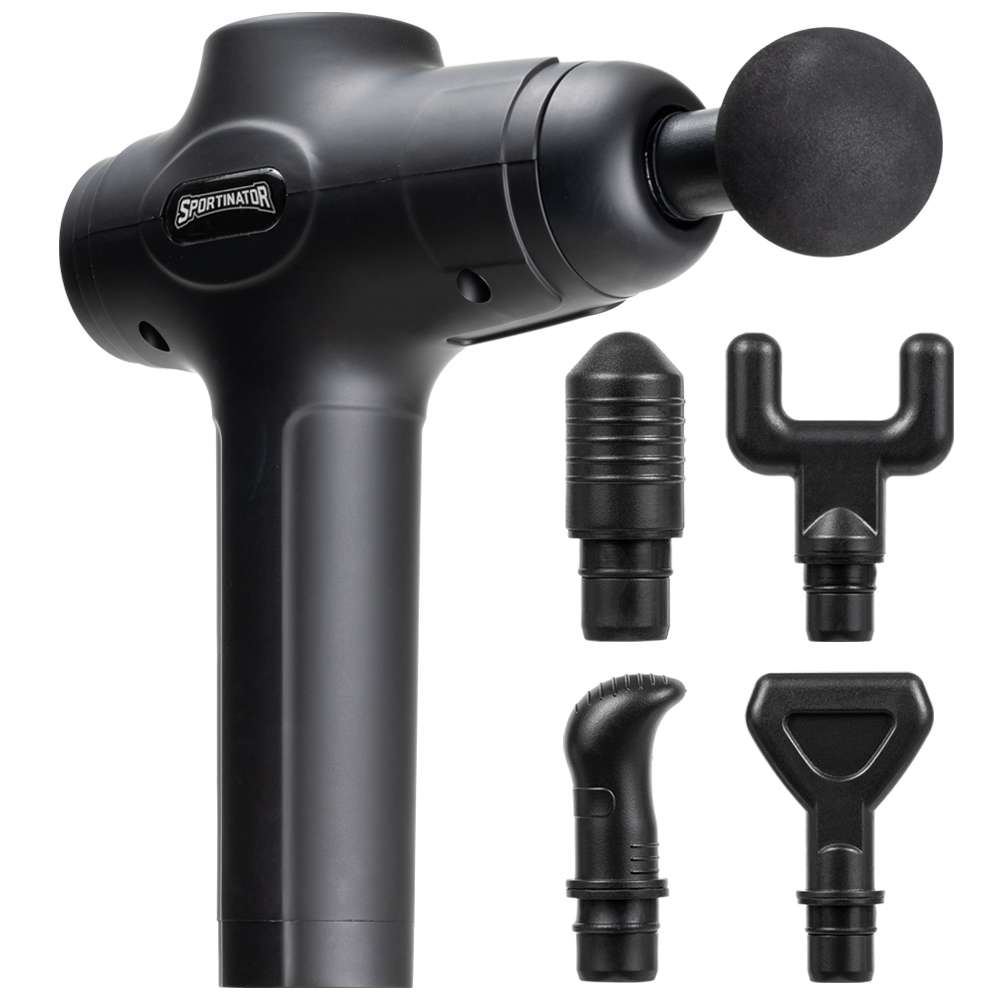 SPORTINATOR "Level Up" Massagepistool incl. accessoires zwart